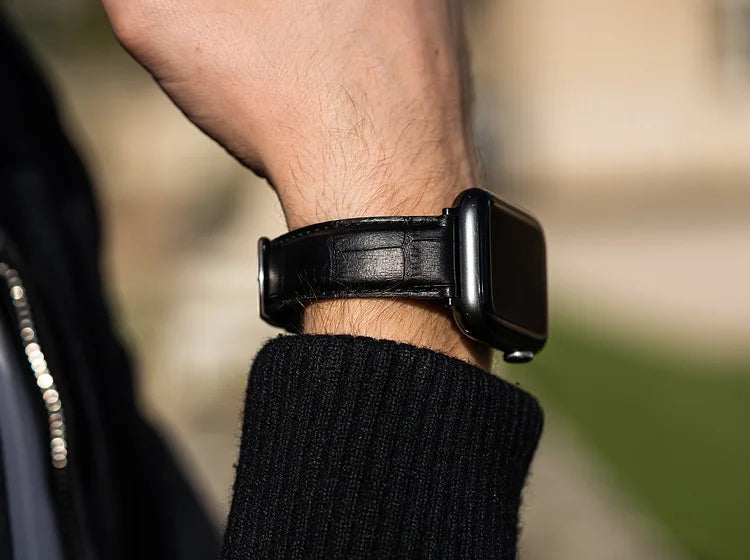 Bracelet Apple Watch en cuir façon croco