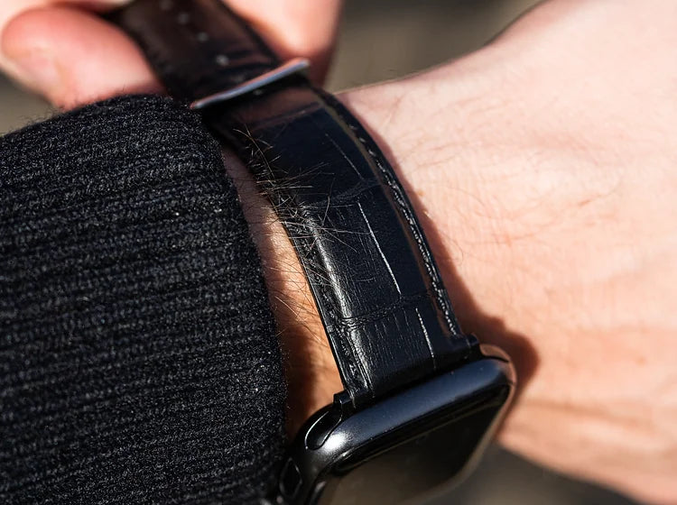 Bracelet Apple Watch en cuir façon croco