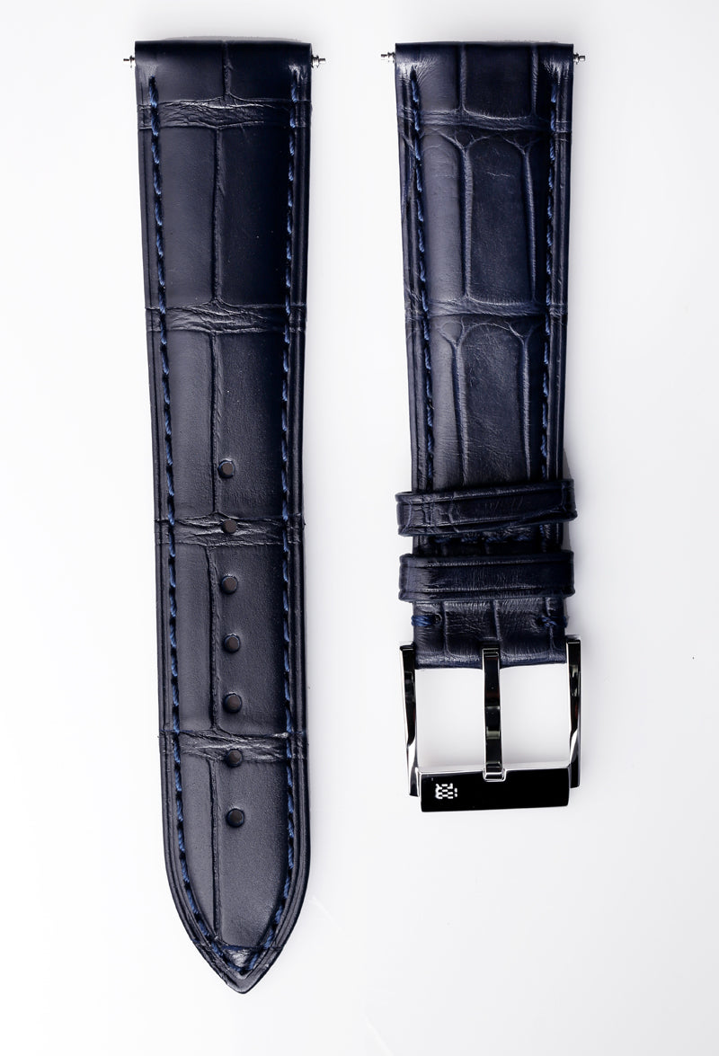 Behrens bracelet en cuir Alli-gator bleu collection classique