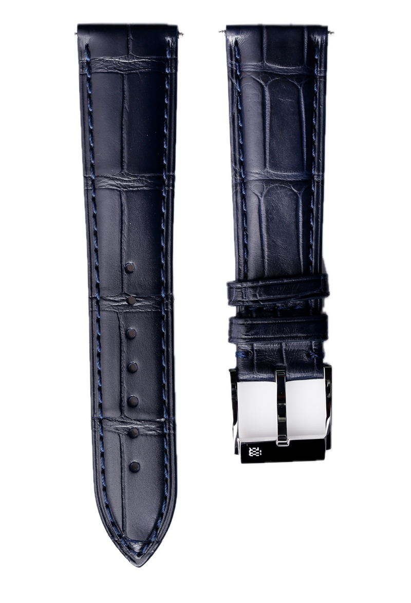 Behrens bracelet en cuir Alli-gator bleu collection classique